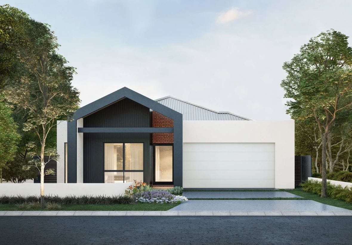 Single storey home The Yardstick by Residential Attitudes with a neutral colour pallete 
